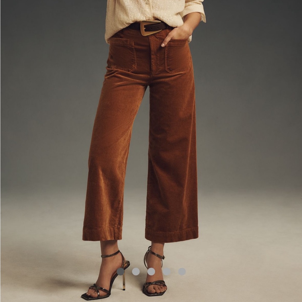 Colette Cropped Wide Leg Corduroys - Bronze